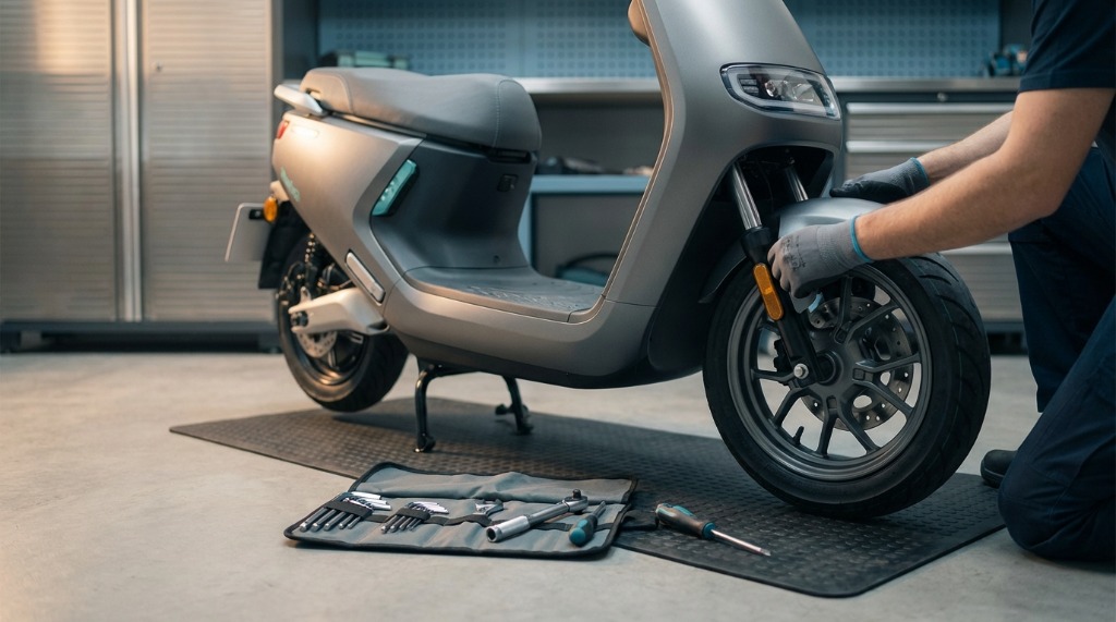 E-Scooter Wartung und Reparatur mit Werkzeug